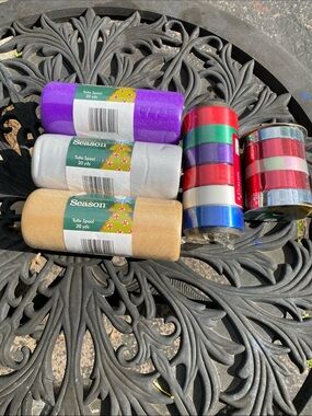 Christmas Ribbon Variety Pack - Purple, White, Gold Decorative Tulle